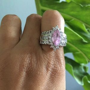 Sterling Silver Ring with CZ and pink stone
